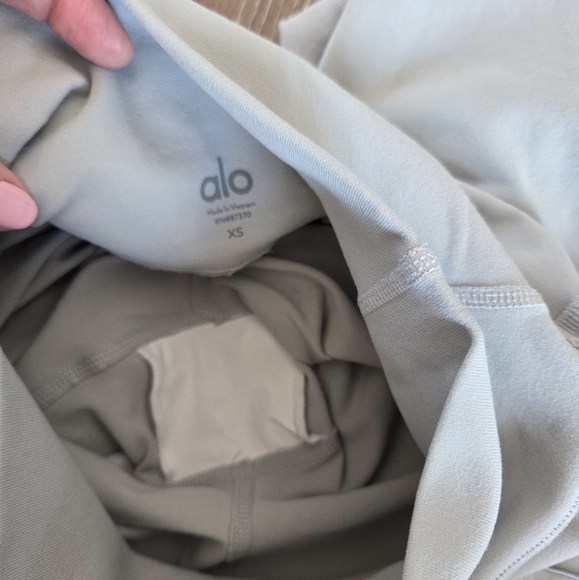 Alo Moto Legging High Waist Breathable Micro Performance Double Knit Fabric Grey - Picture 13 of 14